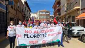 Protesta contra el cierre de Florette este domingo en Iniesta (Cuenca)