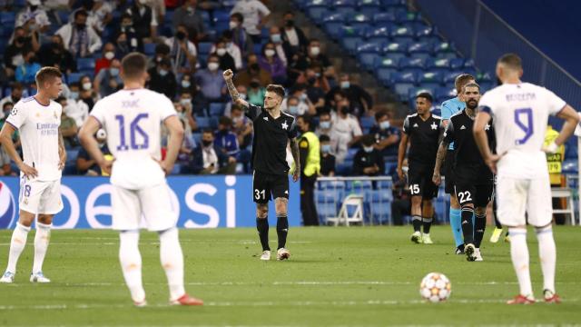 Sebastien Thill celebra el segundo gol del Sheriff al Real Madrid