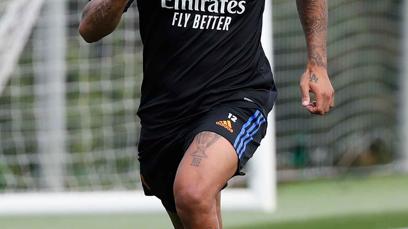 Marcelo, en el entrenamiento del Real Madrid