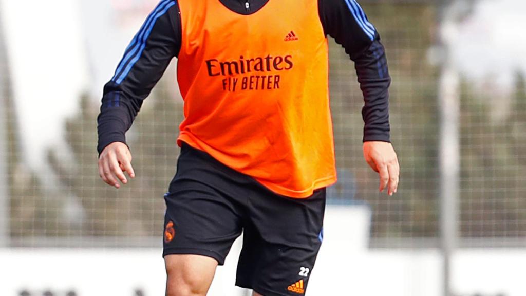 Isco Alarcón, en el entrenamiento del Real Madrid