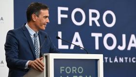 El presidente del Gobierno, Pedro Sánchez, durante su intervención en la clausura del Foro La Toja.