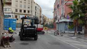 Imagen de los trabajos que ya se acometen en la calle Carretería, en Málaga.