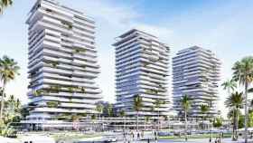 Infografía de las torres diseñadas por Carlos Lamela en el litoral oeste de Málaga capital.