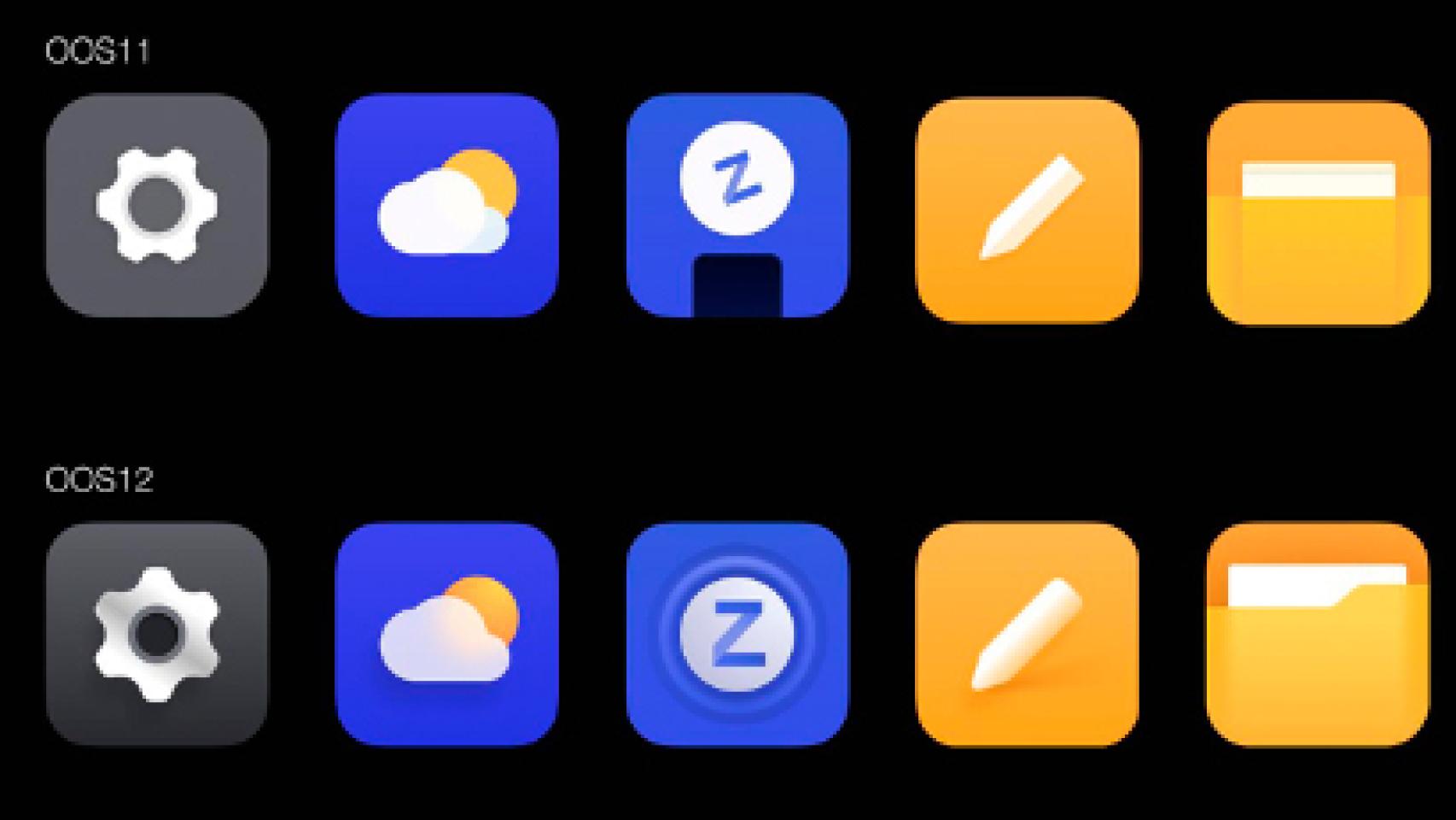 Iconos en Oxygen OS 11 y en Oxygen OS 12