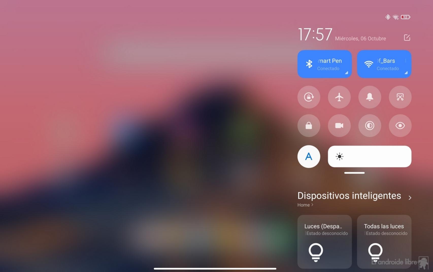 Notificaciones de la Xiaomi Pad 5 si deslizamos desde la zona superior derecha