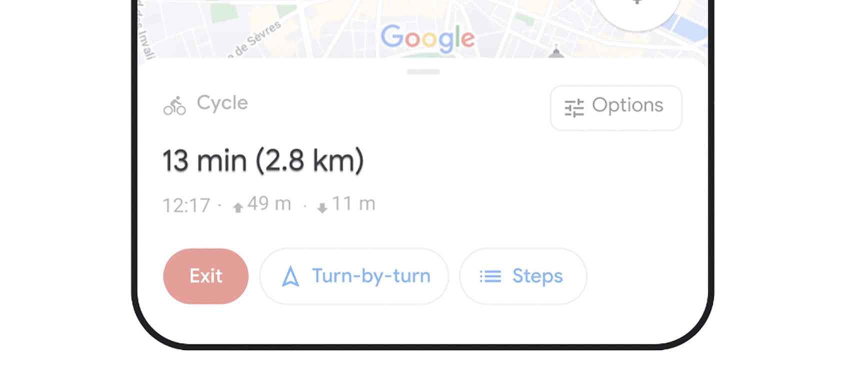Ruta en bici adaptada en Google Maps