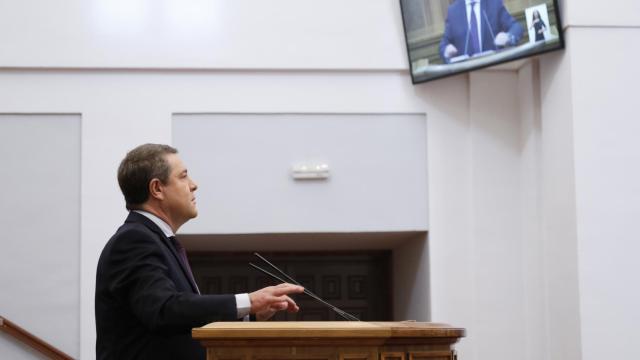 Emiliano García-Page durante su intervención en el Debate del Estado de la Región.