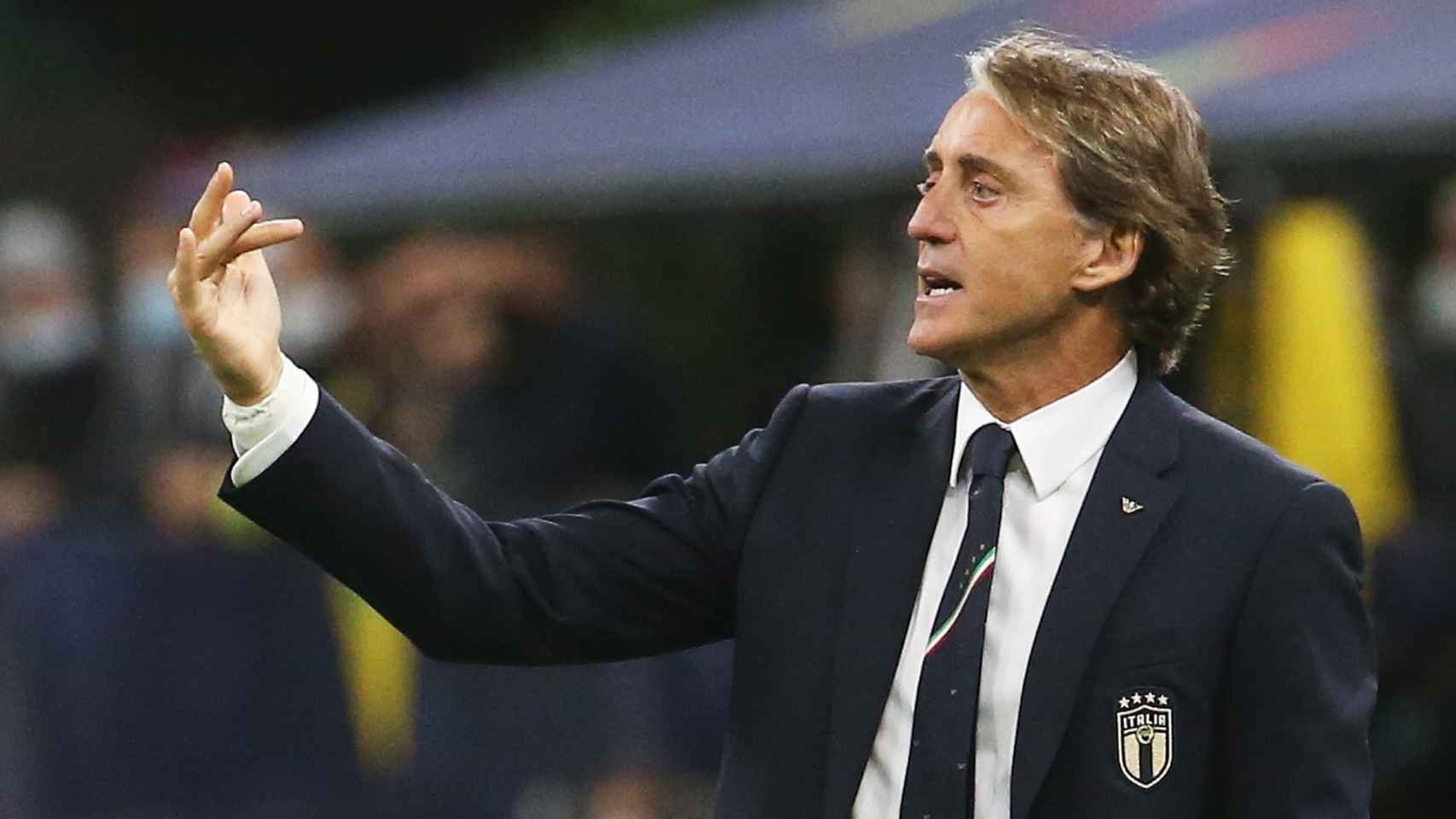 Mancini en el partido Italia - España de la Nations League