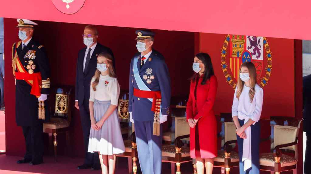 La Familia Real en el desfile del 12 de octubre de 2020.