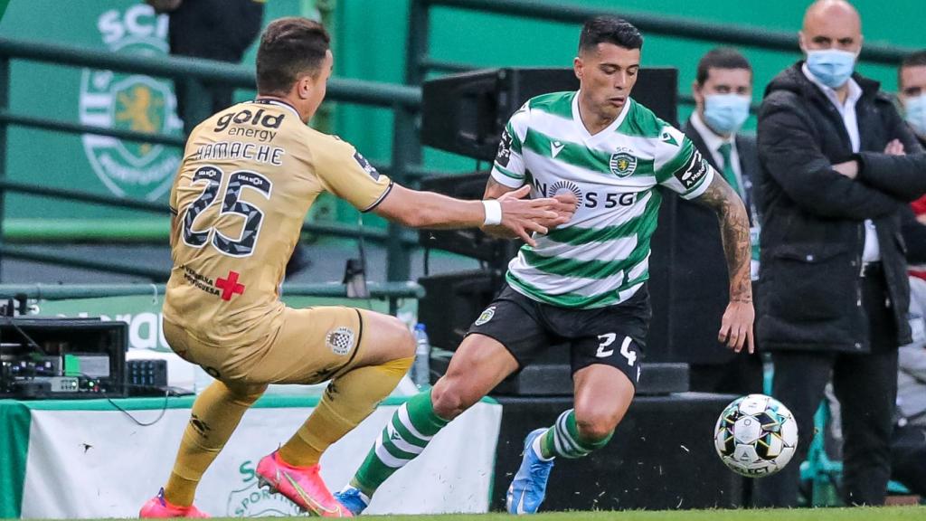 Pedro Porro, con el Sporting de Portugal