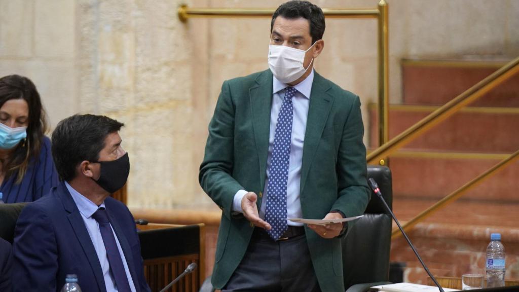 Juanma Moreno, presidente de la Junta de Andalucía, junto al vicepresidente Juan Marín.