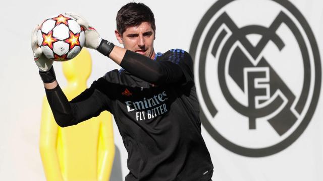 Thibaut Courtois, en el entrenamiento del Real Madrid