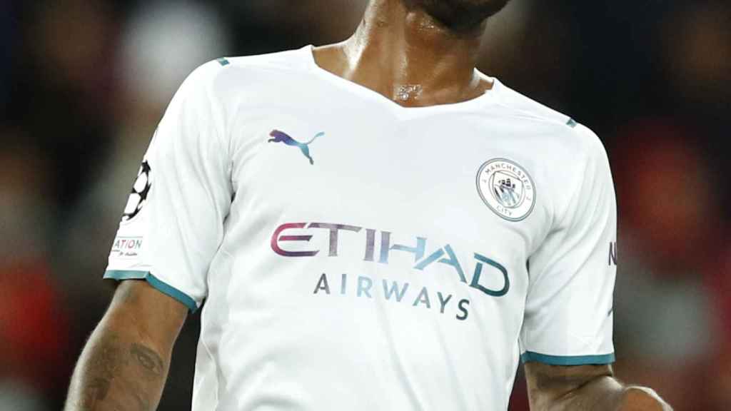 Raheem Sterling, en un partido del Manchester City de la temporada 2021/2022