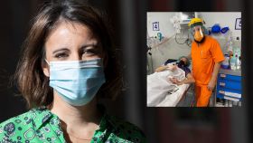 Andrea Levy en montaje de EL ESPAÑOL junto a la imagen de su ingreso hospitalario.