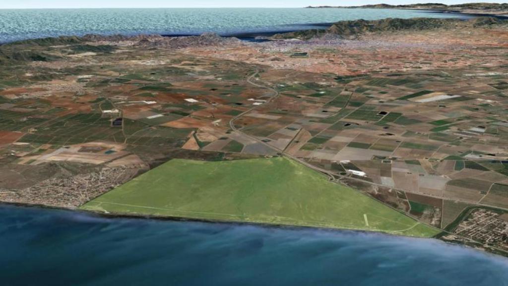 Imagen que recrea el corredor verde de la Marina del Carmolí frente al Mar Menor.