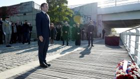 El presidente de Francia, Emmanuel Macron, en el homenaje de este sábado.