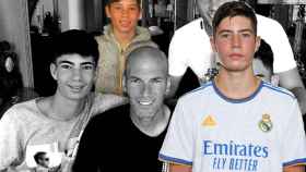 Un fotomontaje de Elyaz con sus hermanos y su padre, Zinedine Zidane