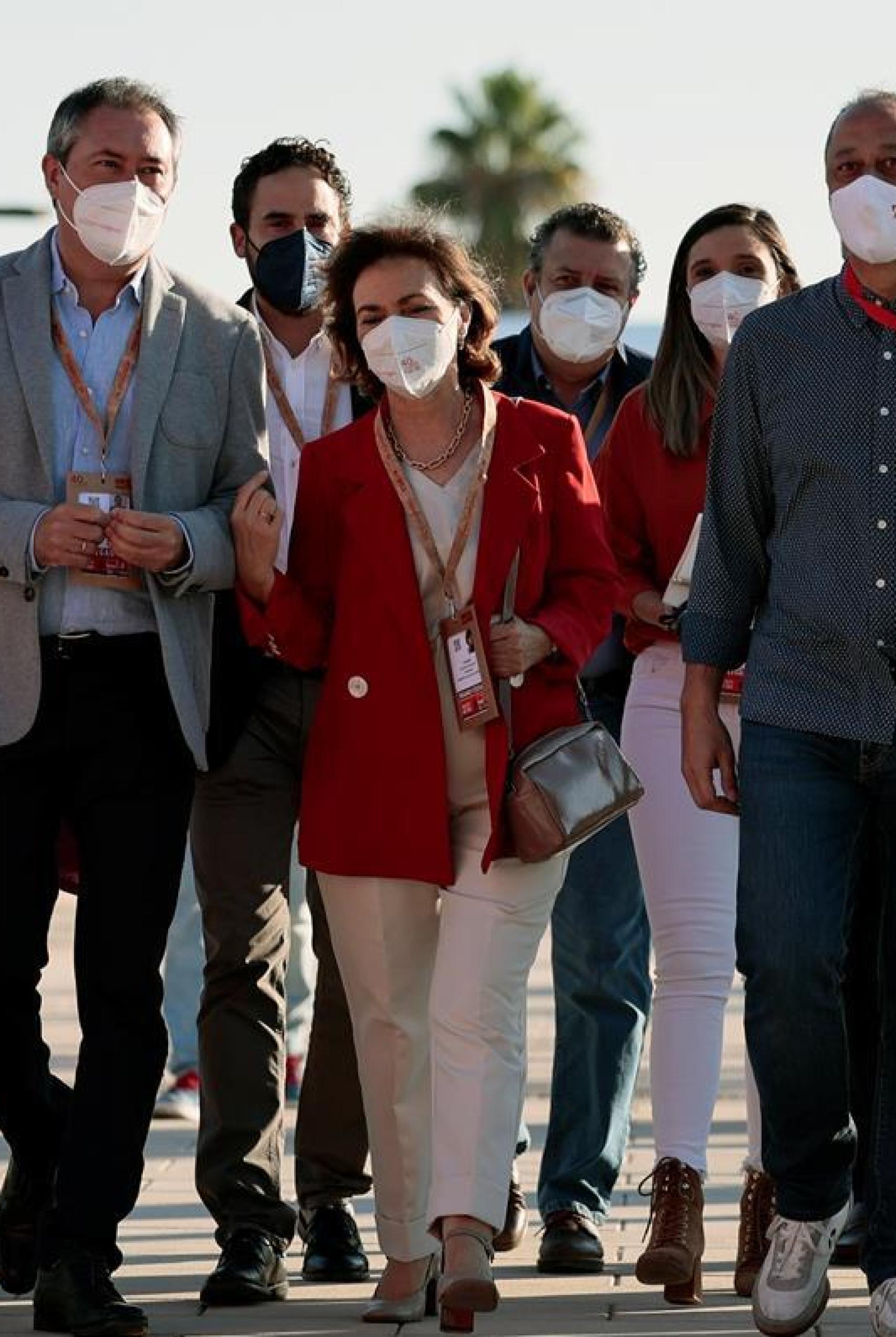 Carmen Calvo, llegando al congreso.
