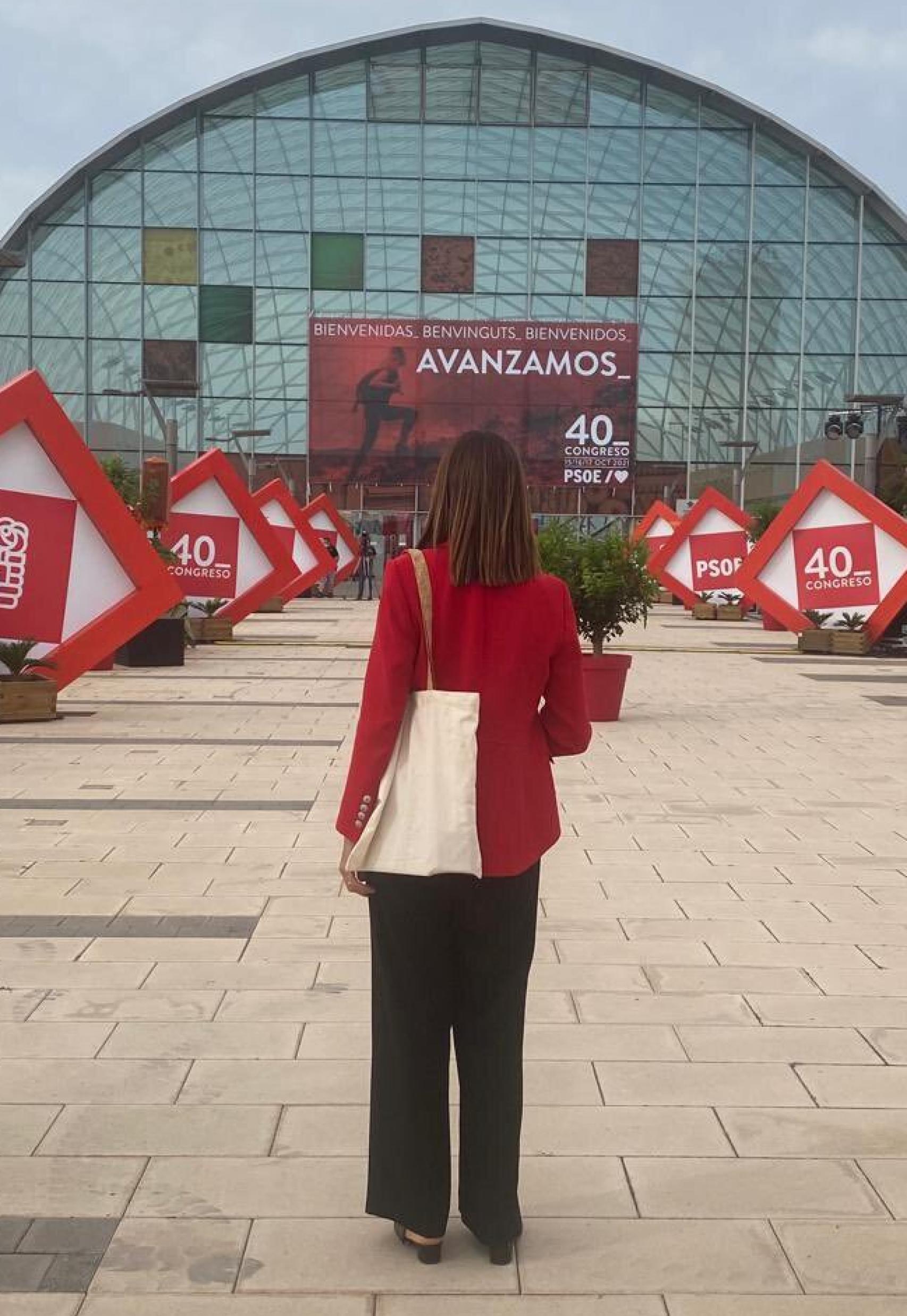 Idoia Mendia, a su llegada al 40º Congreso del PSOE.