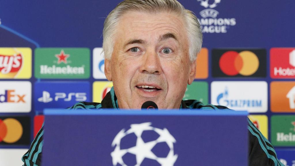 Carlo Ancelotti, en rueda de prensa de la Champions League