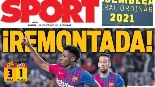 La portada del diario SPORT (18/10/2021)