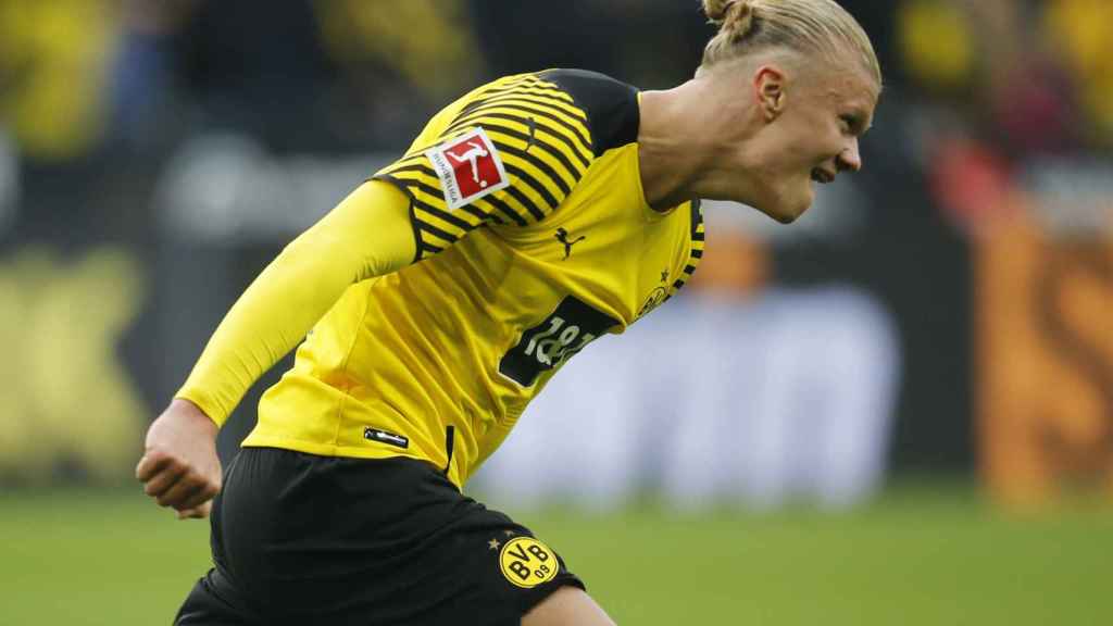 Haaland celebra un gol con el Borussia Dortmund