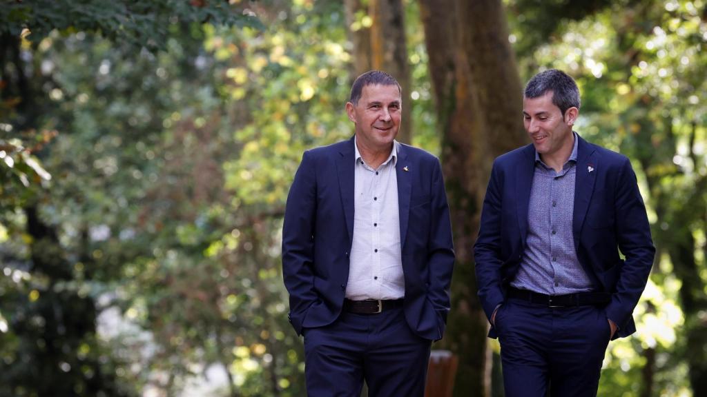 El coordinador general de EH Bildu, Arnaldo Otegi (i), y el secretario general de Sortu, Arkaitz Rodríguez.