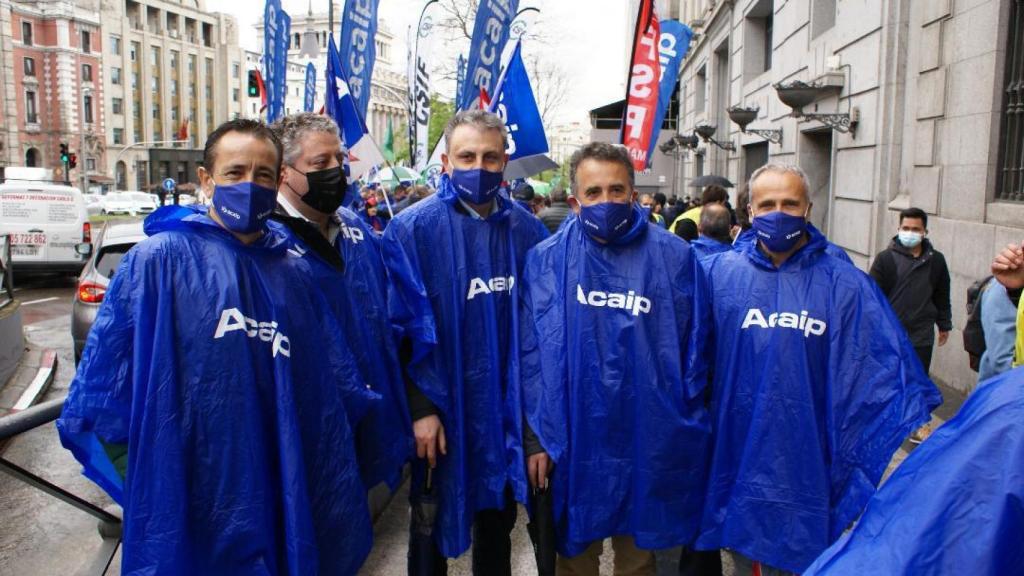 Trabajadores de la cárcel de Topas, durante su participación en una concentración de protesta en Madrid