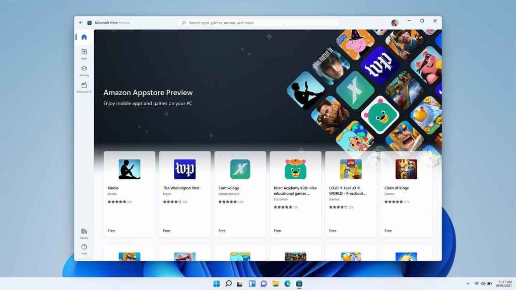 La App Store de Amazon ofrecerá una pequeña selección de apps de Android en Windows 11