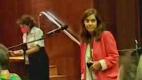 Imagen captada del vídeo en el que Inés Rey, alcaldesa de La Coruña y delegada en el Congreso del PSOE, reclama debate en la comisión de Igualdad.