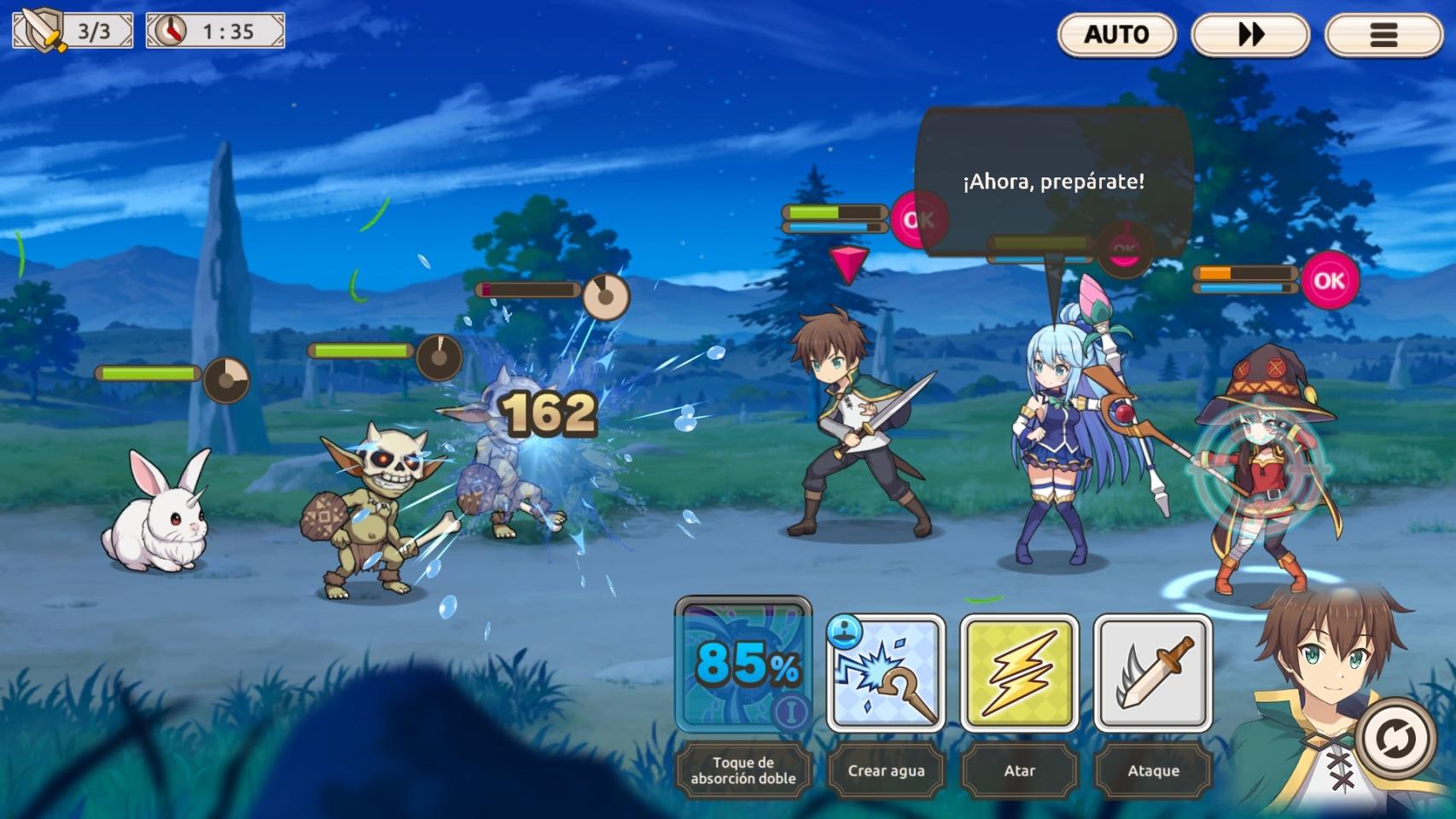Combate triple en KonoSuba