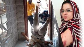 Sultana Khaya en un agresión por agentes de Marruecos en su casa esta semana, según Ángela Carrillo; y con moratones en la otra imagen.