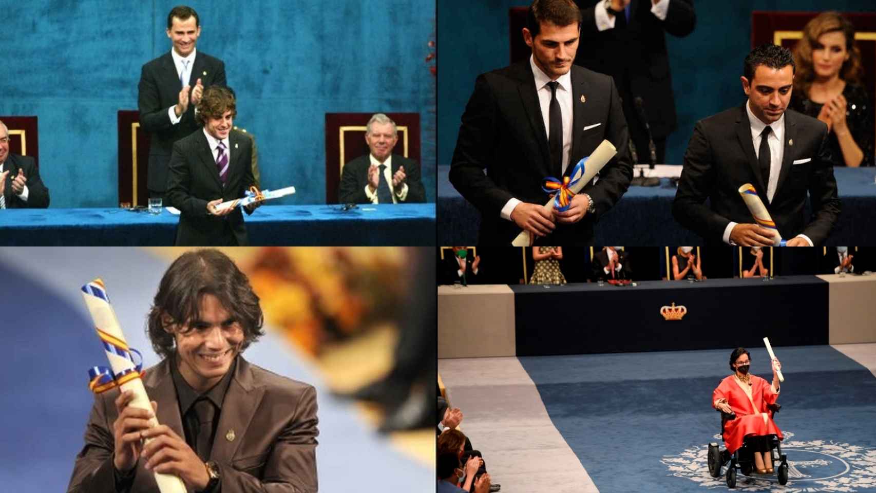 Fernando Alonso, Iker Casillas, Xavi Hernández, Rafa Nadal y Teresa Perales, en un fotomontaje
