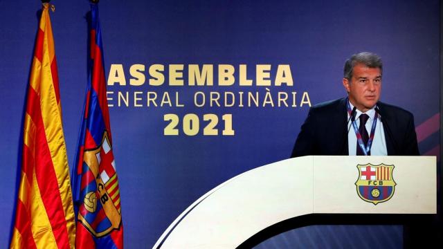 Joan Laporta, en la reanudación de la Asamblea de Socios Compromisarios del Barça