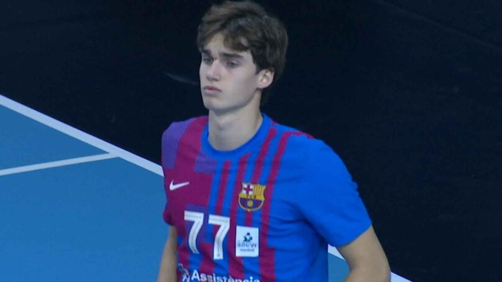 Pablo Urdangarín en su debut con el primer equipo del Barça de balonmano.