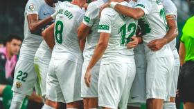 Los jugadores del Elche, en el partido de este sábado.