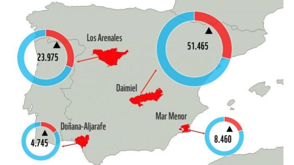 Superficie en hectáreas afectadas