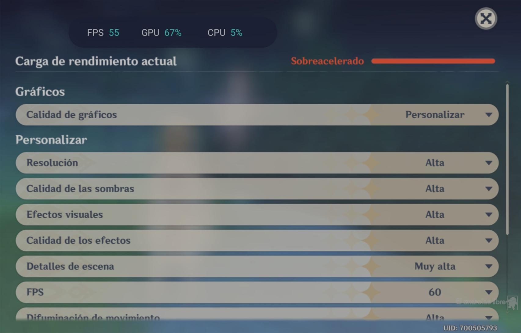Ajustes gráficos en Genshin Impact