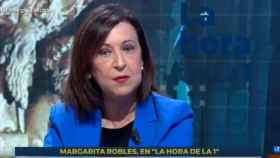 La ministra de Defensa, Margarita Robles, este jueves en TVE.