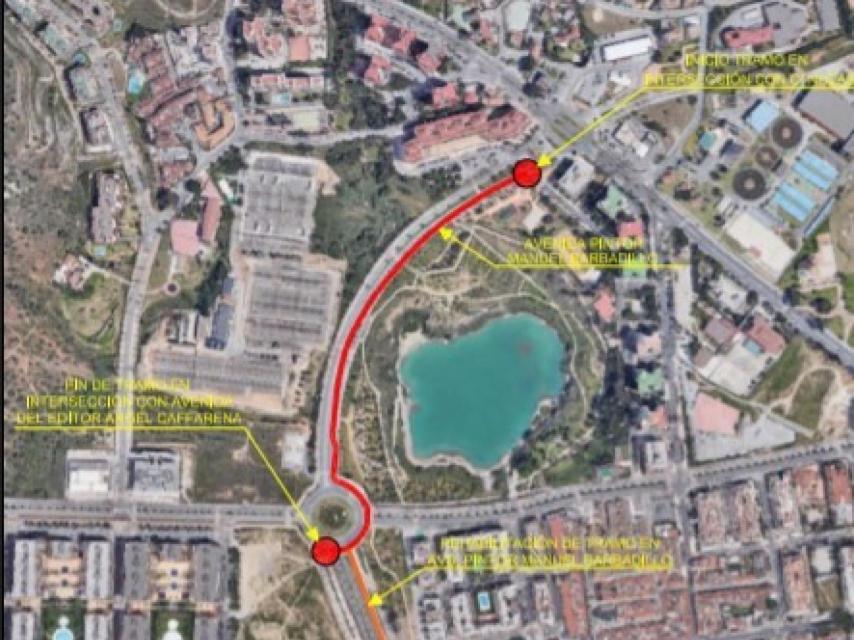 Imagen del itinerario de la nueva vía ciclista.