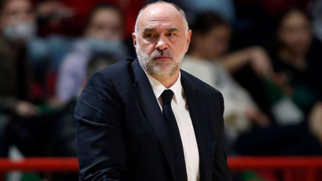 Pablo Laso, en un partido del Real Madrid de Baloncesto en la Euroliga 2021/2022