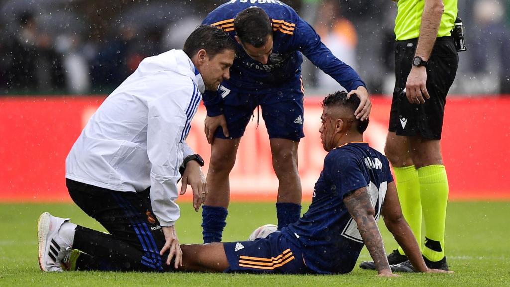 Mariano tras darse un fuerte golpe en el Elche - Real Madrid