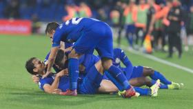 Los jugadores del Getafe celebran un gol