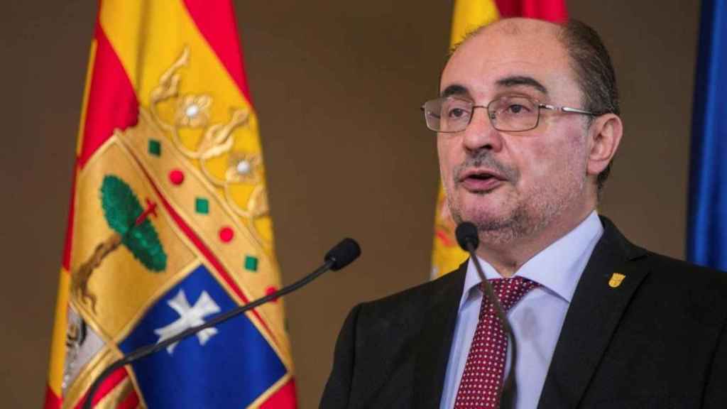 El presidente de Aragón, Javier Lambán, en una comparecencia pública