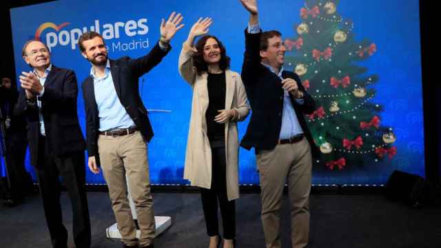 García Escudero, Casado, Ayuso y Almeida, en la última cena de Navidad del PP de Madrid.