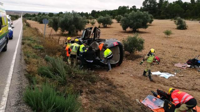 Actuación de los bomberos en el accidente de Cuenca.