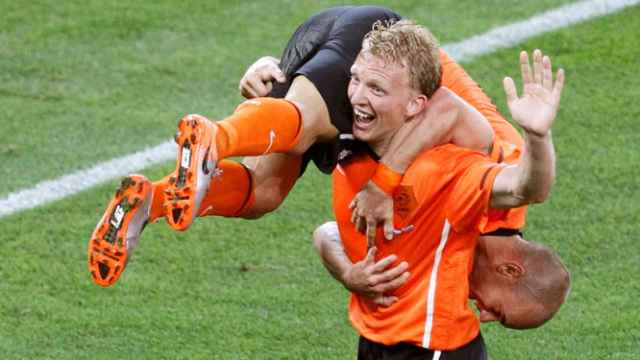 Sneijder y Kuyt, con la selección de Países Bajos