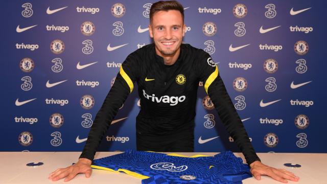 Saúl Ñíguez, en su presentación con el Chelsea