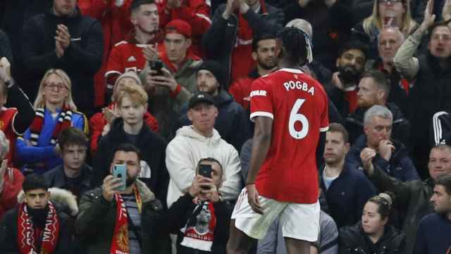 Pogba durante un partido del Manchester United