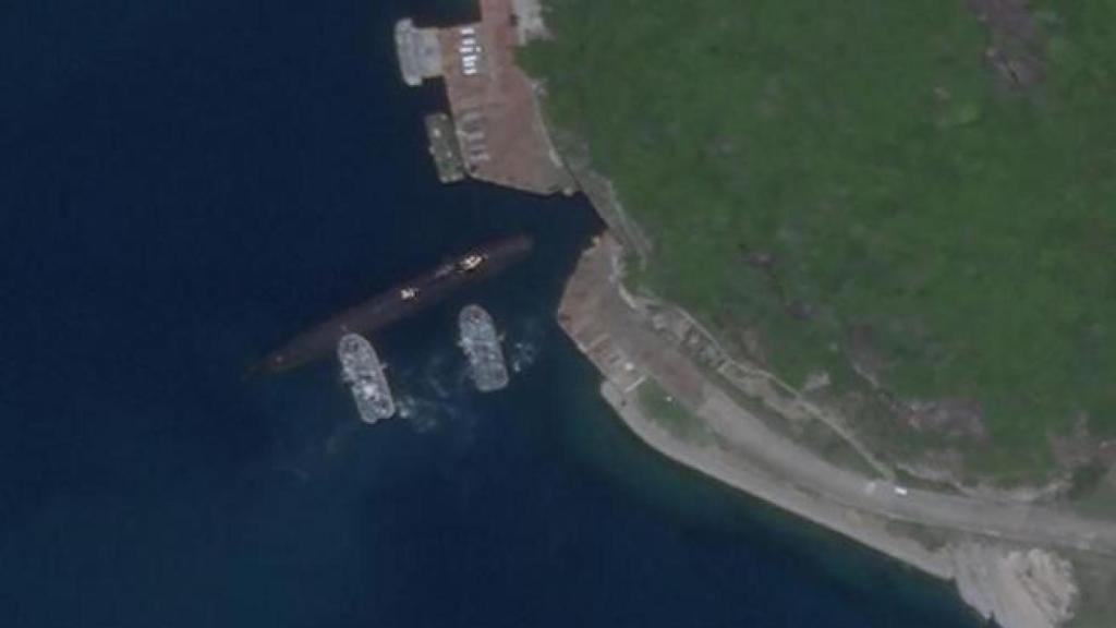 Submarino chino tipo 093, en una base en la isla de Hainan, zona en conflicto, en 2020.